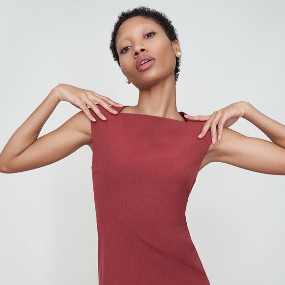 M.M. LaFleur Pauline Dress Size 10 Brick Red Career Square Neck A-line Travel - Picture 2 of 13